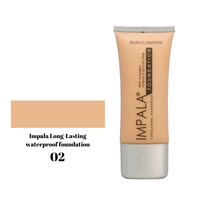 Impala Long Lasting Waterproof Foundation με Κολλαγόνο, Βιταμίνη Ε και Φίλτρα UV No02