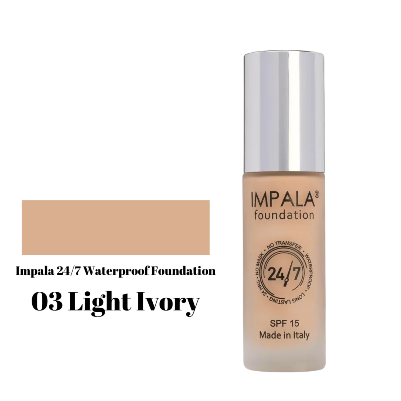 Impala Waterproof Foundation 24/7 SPF15 No03 - Light Ivory 30ml