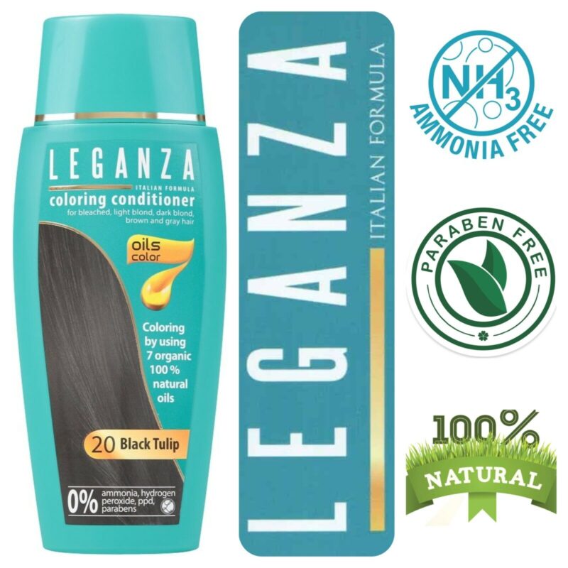 Leganza Coloring Conditioner - Μαλακτική Κρέμα Μαλλιών με Χρώμα Χωρίς Αμμωνία 150ml No20 Black Tulip/Μαύρη Τουλίπα - Image 4