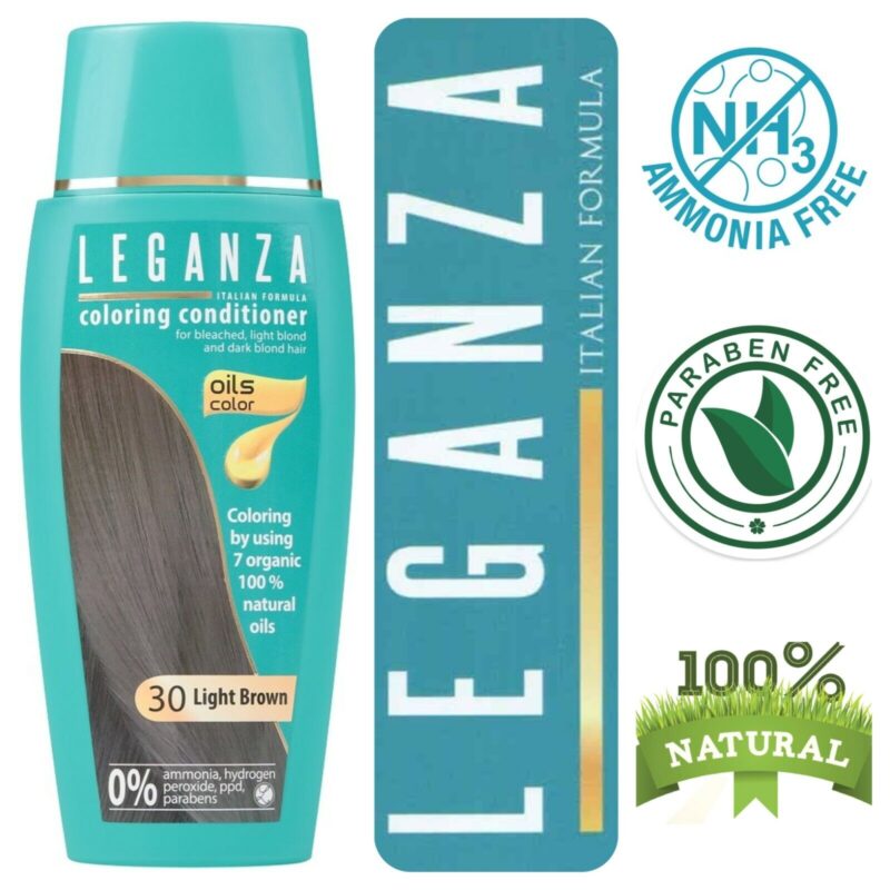 Leganza Coloring Conditioner - Μαλακτική Κρέμα Μαλλιών με Χρώμα Χωρίς Αμμωνία 150ml No30 Light Brown/Ανοιχτό Καστανό - Image 4