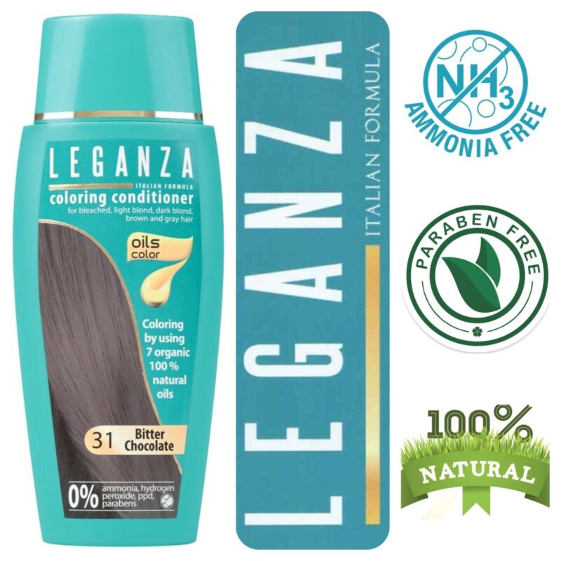 Leganza Coloring Conditioner - Μαλακτική Κρέμα Μαλλιών με Χρώμα Χωρίς Αμμωνία 150ml No31 Bitter Chocolate/Σοκολατί - Image 4
