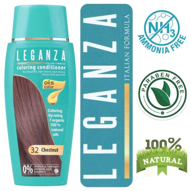 Leganza Coloring Conditioner - Μαλακτική Κρέμα Μαλλιών με Χρώμα Χωρίς Αμμωνία 150ml No32 Chestnut/Καστανό - Image 4