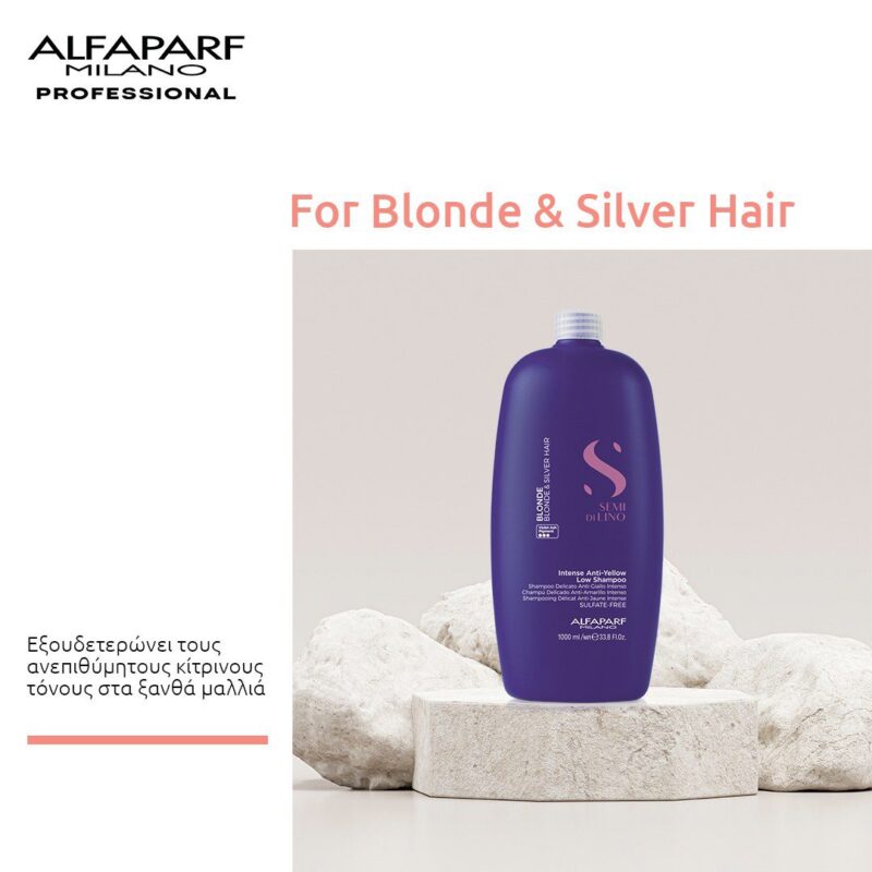 Alfaparf Milano Semi di Lino Anti-Yellow Low Shampoo 1000ml – Σαμπουάν Ήπιου Καθαρισμού για Εξουδετέρωση Κιτρινωπών Τόνων - Image 3