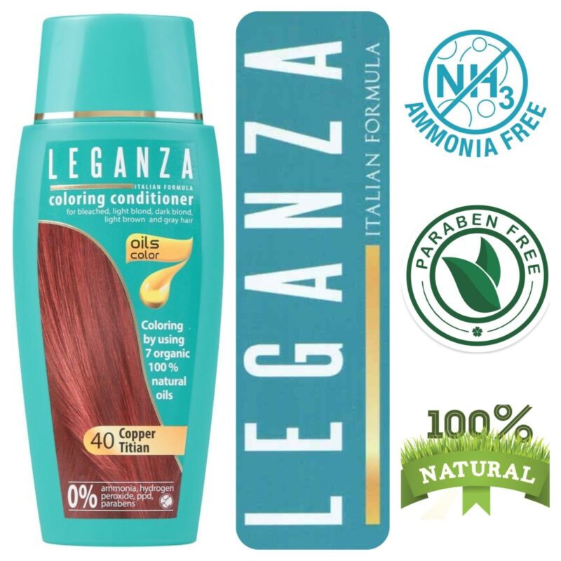 Leganza Coloring Conditioner - Μαλακτική Κρέμα Μαλλιών με Χρώμα Χωρίς Αμμωνία 150ml No40 Copper Titian/Χάλκινο - Image 4