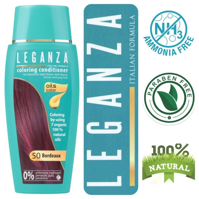 Leganza Coloring Conditioner - Μαλακτική Κρέμα Μαλλιών με Χρώμα Χωρίς Αμμωνία 150ml No50 Bordeaux/Μπορντό - Image 4