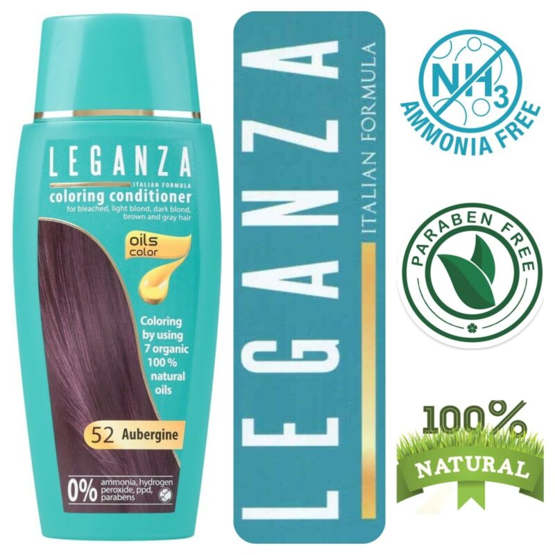 Leganza Coloring Conditioner - Μαλακτική Κρέμα Μαλλιών με Χρώμα Χωρίς Αμμωνία 150ml No52 Aubergine/Μελιτζανί - Image 4