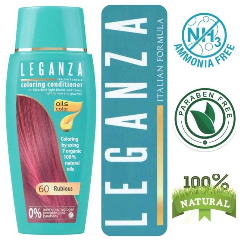 Leganza Coloring Conditioner - Μαλακτική Κρέμα Μαλλιών με Χρώμα Χωρίς Αμμωνία 150ml No60 Rubious/Κόκκινο Ρουμπινί - Image 4