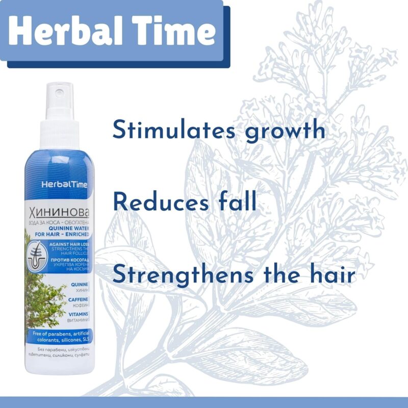 Herbal Time Quinine Hair Water - Enriched 200ml | Ισχυρή Θεραπεία Τριχόπτωσης με Κινίνη & Ενεργά Συστατικά Αναγέννησης - Image 3