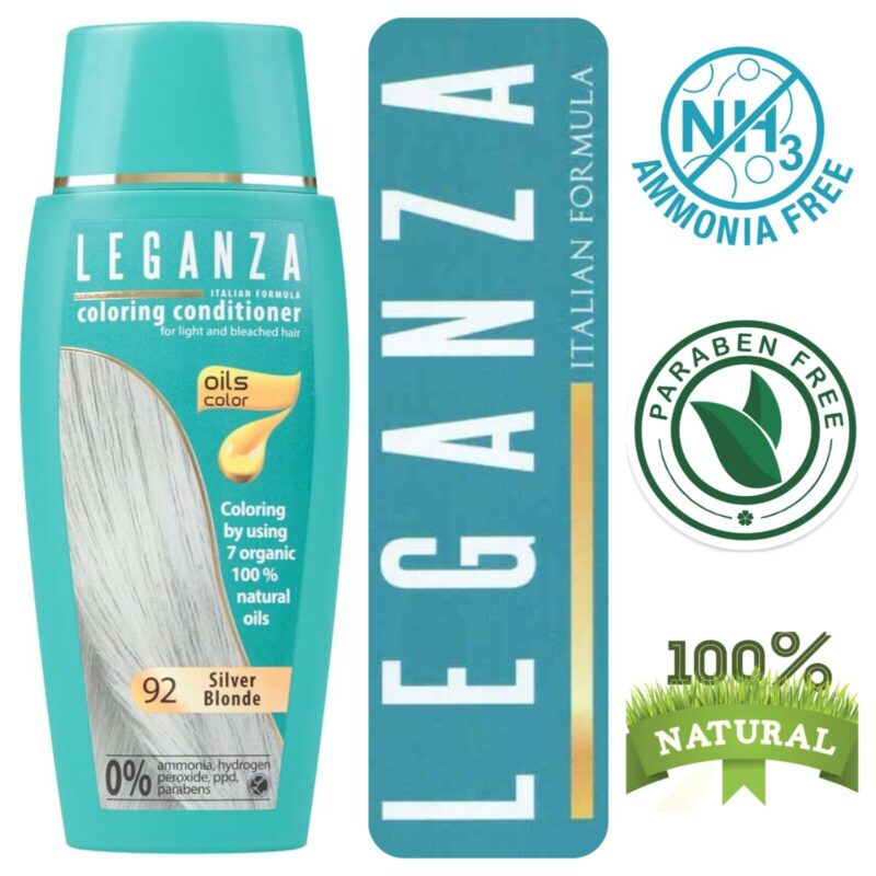 Leganza Coloring Conditioner - Μαλακτική Κρέμα Μαλλιών με Χρώμα Χωρίς Αμμωνία 150ml No92 Silver Blonde/Ασημί Ξανθό - Image 4