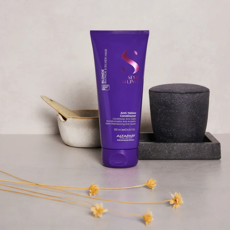 Alfaparf Milano Semi di Lino Anti-Yellow Conditioner 200ml – Μαλακτική Κρέμα για Εξουδετέρωση Κιτρινωπών Τόνων σε Ξανθά & Λευκά Μαλλιά - Image 3