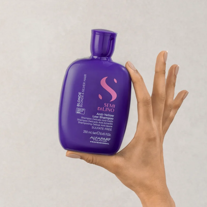 Alfaparf Milano Semi di Lino Anti-Yellow Low Shampoo 250ml – Σαμπουάν Ήπιου Καθαρισμού για Εξουδετέρωση Κιτρινωπών Τόνων - Image 4