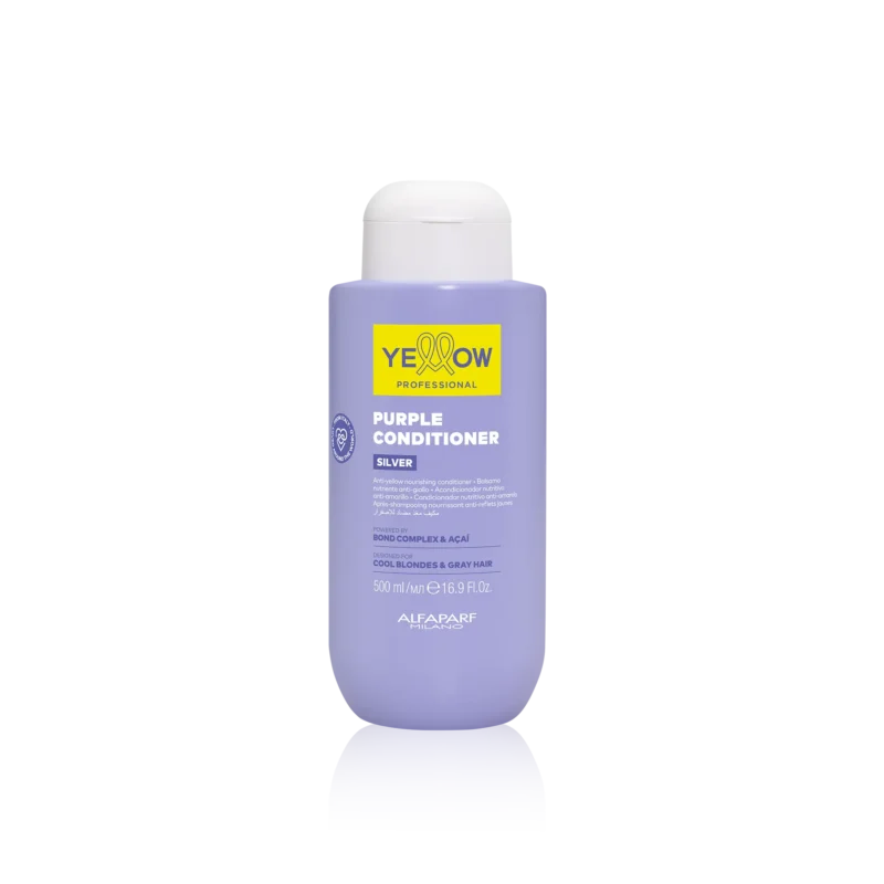 Alfaparf Yellow Professional Silver Purple Conditioner 500ml – Μαλακτική Κατά του Κιτρινίσματος για Ψυχρές Ξανθές & Γκρίζες Αποχρώσεις