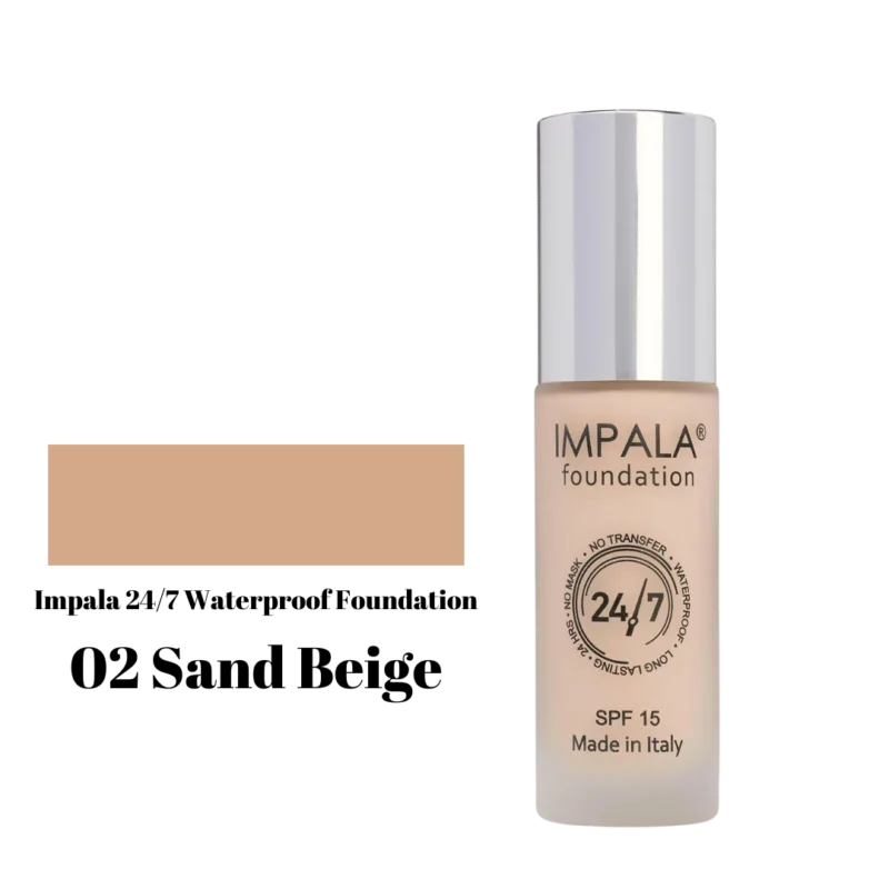 Impala Waterproof Foundation 24/7 SPF15 No02 - Sand Beige 30ml
