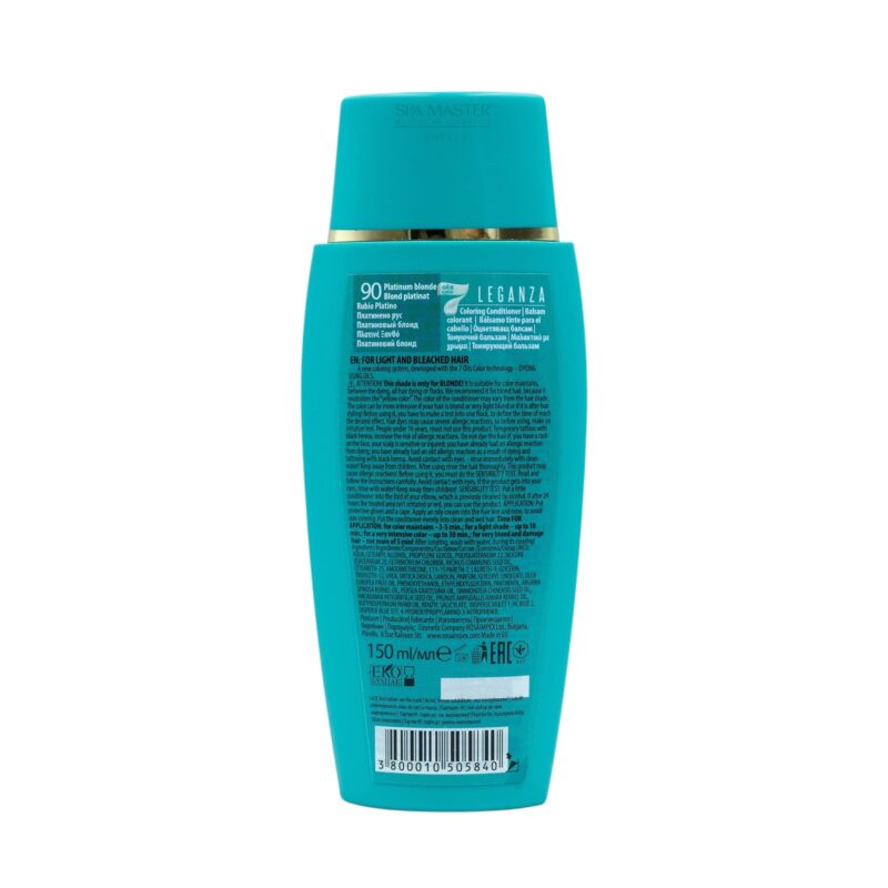Leganza Coloring Conditioner - Μαλακτική Κρέμα Μαλλιών με Χρώμα Χωρίς Αμμωνία 150ml No90 Platinum Blonde/Ξανθό Πλατινέ - Image 6