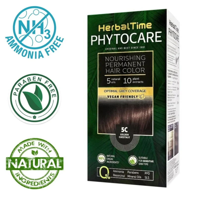 Βαφή μαλλιών χωρίς αμμωνία Χρυσό Κάστανο Chestnut 5C - Herbal Time PhytoCare