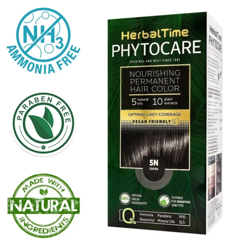 Βαφή μαλλιών χωρίς αμμωνία Κακάο Cocoa 5N - Herbal Time PhytoCare