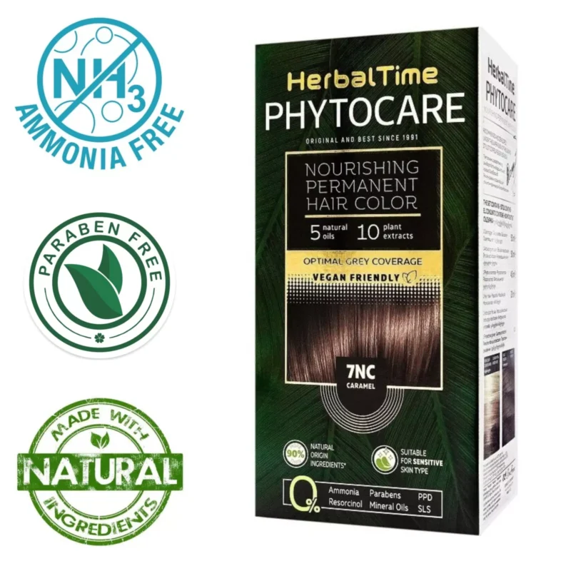 Βαφή μαλλιών χωρίς αμμωνία Κάραμελ Caramel 7NC - Herbal Time PhytoCare