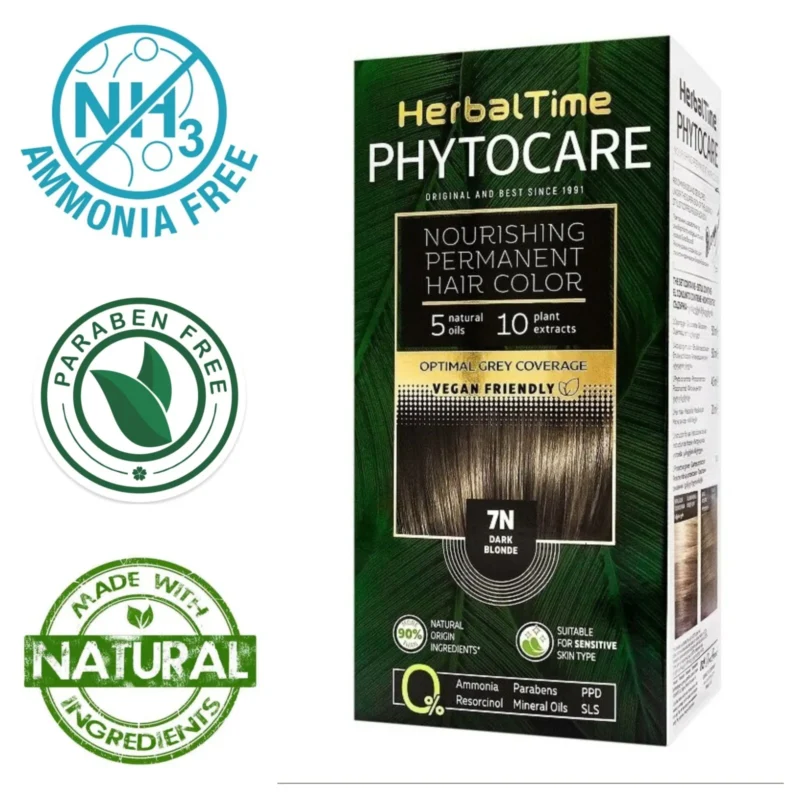 Βαφή μαλλιών χωρίς αμμωνία Σκούρο ξανθό Dark Blonde7N - Herbal Time PhytoCare