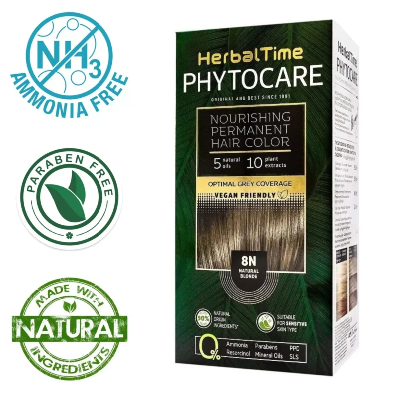 Βαφή μαλλιών χωρίς αμμωνία Φυσικό Ξανθό Natural Blonde 8N - Herbal Time PhytoCare