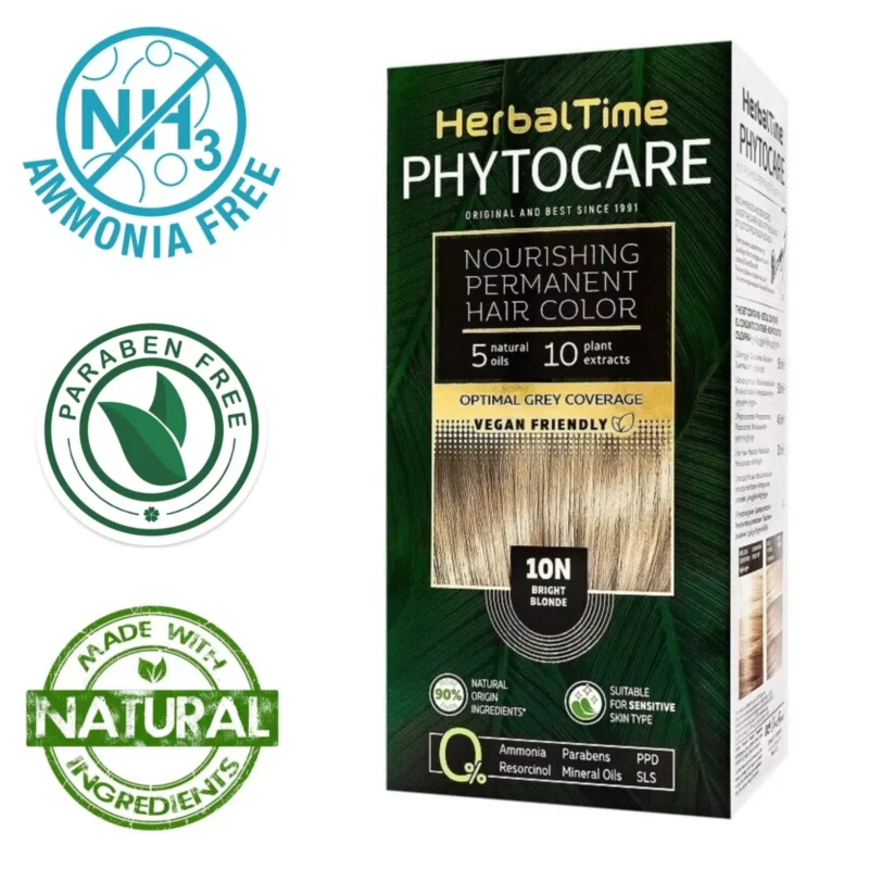 Βαφή μαλλιών χωρίς αμμωνία Φωτεινό Ξανθό Bright Blonde 10Ν - Herbal Time PhytoCare