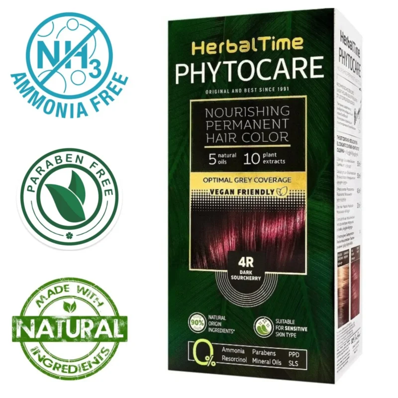 Βαφή μαλλιών χωρίς αμμωνία Σκούρο Κερασί Dark Sourcherry 4R - Herbal Time PhytoCare