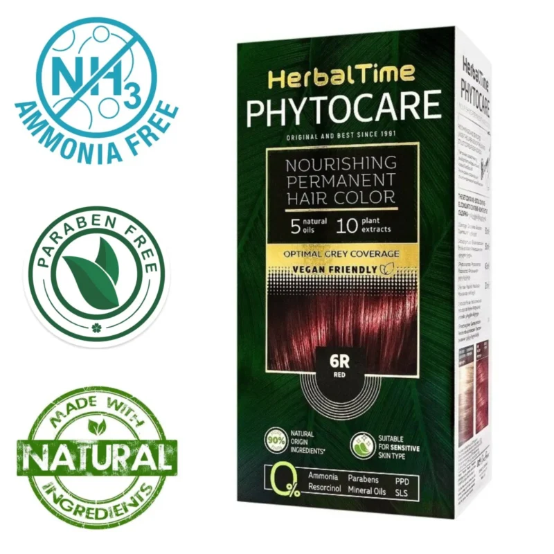 Βαφή μαλλιών χωρίς αμμωνία Κόκκινο Red 6R - Herbal Time PhytoCare