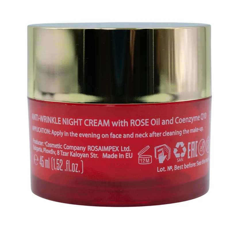 Bulgarian Boutique Rose Q10 Night Anti-Wrinkle Cream 45ml – Αντιρυτιδική Κρέμα Νυκτός με Συνένζυμο Q10 & Ροδέλαιο - Image 4
