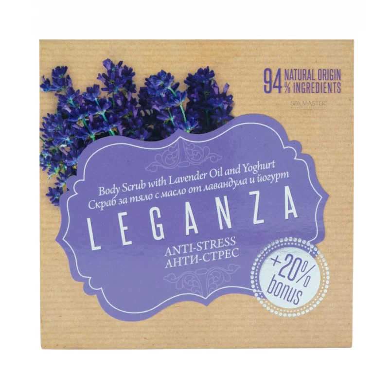 Leganza Anti-Stress Body Scrub with Lavender Oil & Yoghurt 240g – Scrub Σώματος με Έλαιο Λεβάντας & Γιαούρτι +20% Bonus - Image 2